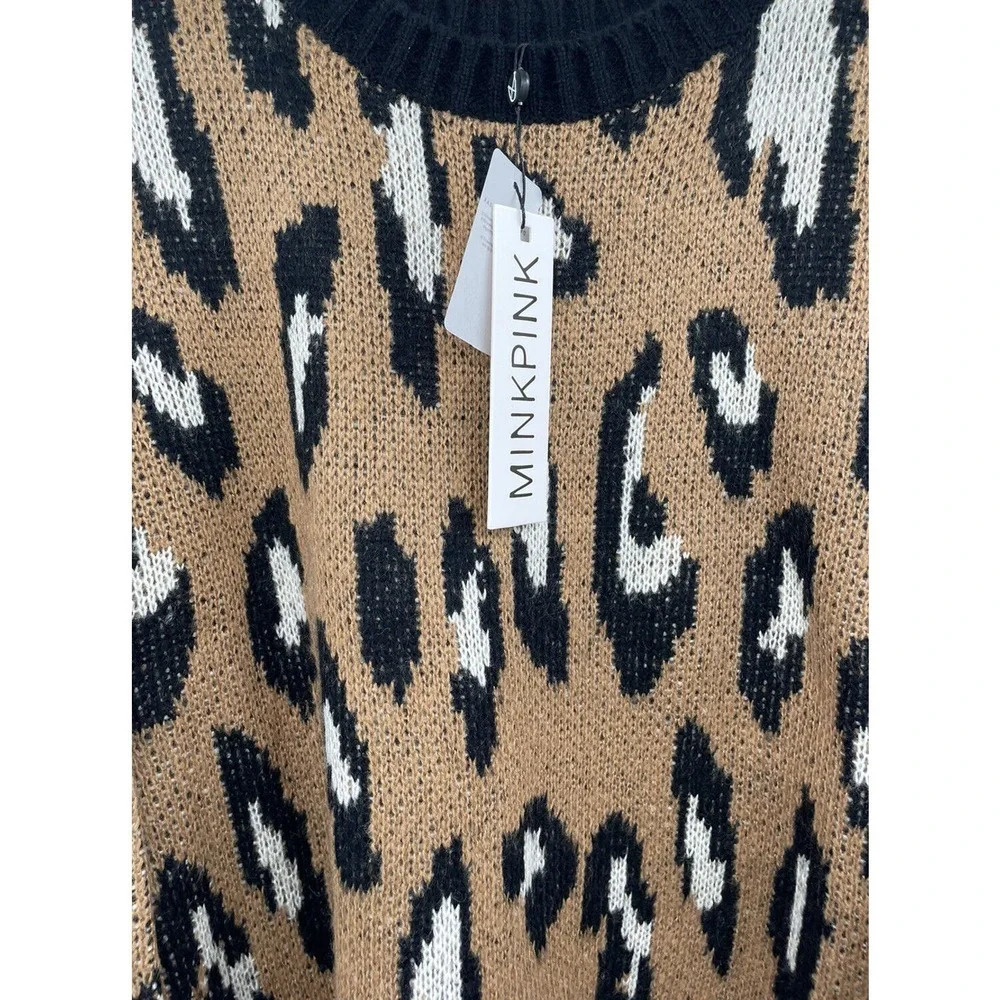 MINKPINK by Revolve Size S Latifah Intarsia Sweater animal print New $119 - Picture 7 of 10